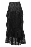 Black w/Black Lace Overlay Ruched Bustle Skirt