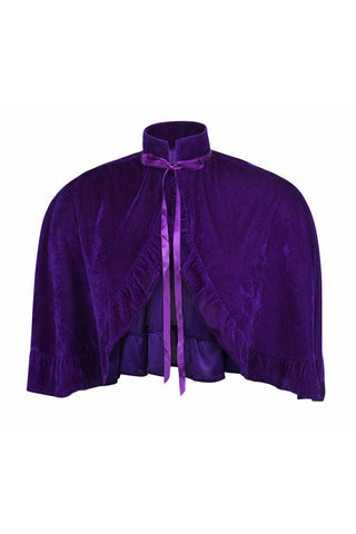 Dark Purple Velvet Ruffle Cape