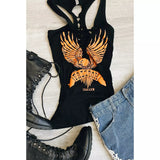 Freedom Eagle Biker Slashed Sleeve Top