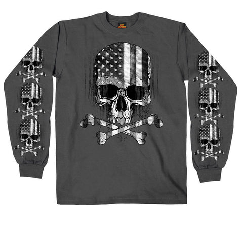 Camisa de manga larga con calavera de bandera