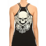 Skulls & Bones Rhinestone VNeck Strappy Tank