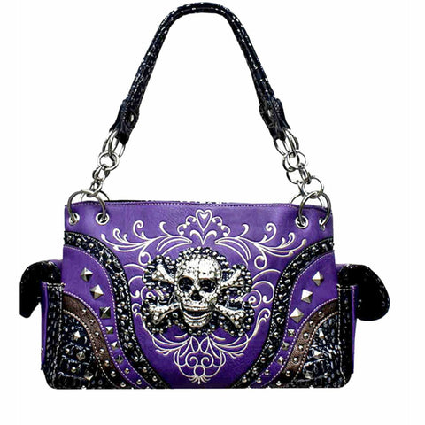 Western Embroidered Skull Concealed Carry Handbag