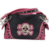 Bolso de mano oculto con calavera bordada occidental