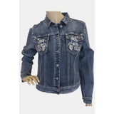 Motorcycle Lady Rhinestone Denim Jacket