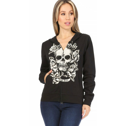 Platinum Plush Freedom Skull Rhinestone Hoodie