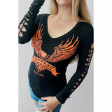 Freedom Eagle Biker Slashed Sleeve Top