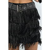 Sparkle and Swing Tassel Rhinestone Mini Skort