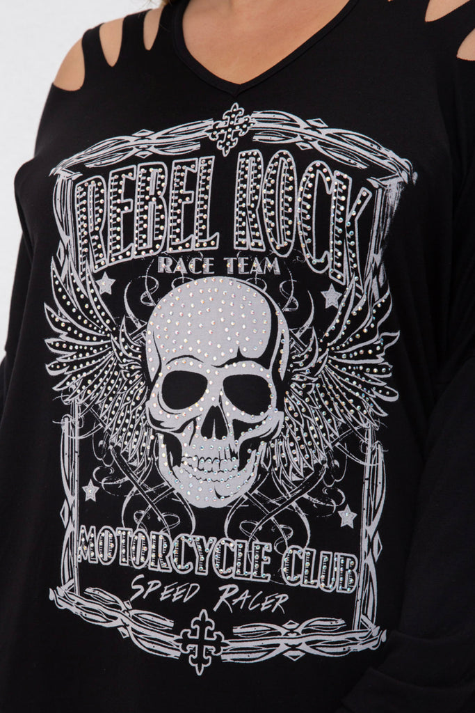 Rebel Biker Lone Rider T shirt 3/4 Sleeve Retro Top – Rockbug Apparel