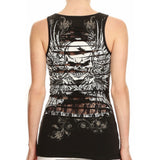 Tattoo Print Skull Lace Tank Curve