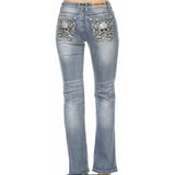 Fierce Skull Rhinestone Embellished Jeans