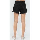 Vocal Side Tie Denim Frayed Shorts