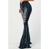 Lightening Ripped Flare Denim Pants