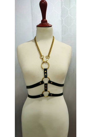 Black & Gold Faux Leather Harness