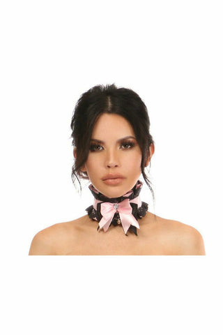 Kitten Collection Lt Pink/Black Lace Choker - Daisy Corsets