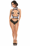 Kitten Collection White/Black Lace Double Strap Body Harness