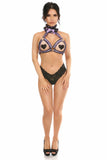 Kitten Collection Lavender/Black Lace Bra Top Body Harness - Daisy Corsets