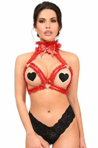 Kitten Collection Red/Red Triangle Top Body Harness - Daisy Corsets