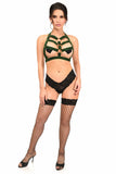 Dark Emerald Green Stretchy Body Harness w/Gold Hardware