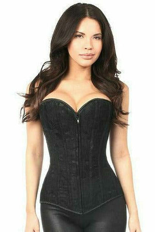 Lavish Black Lace Front Zipper Corset - Daisy Corsets