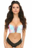 Lavish Mermaid Holo Lace-Up Short Bustier Top - Daisy Corsets