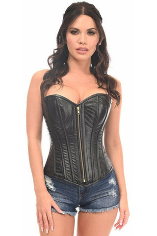 Lavish Wet Look Overbust Corset w/Gold Zipper