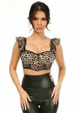 Lavish Leopard Velvet Underwire Bustier Top w/Removable Ruffle Sleeves - Daisy Corsets