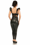 Lavish Black Faux Leather Underwire Bustier Top w/Removable Ruffle Sleeves