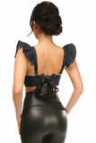 Lavish Blue Denim Underwire Bustier Top w/Removable Ruffle Sleeves