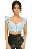 Lavish Lt Blue Eyelet Underwire Bustier Top w/Removable Ruffle Sleeves - Daisy Corsets