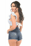 Lavish Lt Blue Eyelet Underwire Bustier Top w/Removable Ruffle Sleeves - Daisy Corsets