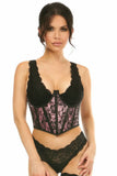 Lavish Pink w/Black Lace Overlay Open Cup Waist Cincher - Daisy Corsets