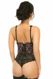 Lavish Pink w/Black Lace Overlay Open Cup Waist Cincher - Daisy Corsets