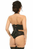 Lavish Faux Leather Halter Bustier w/Spikes - Daisy Corsets