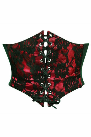 Lavish Red w/Black Lace Overlay Corset Belt Cincher - Daisy Corsets