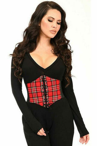 Lavish Red Plaid Corset Belt Cincher - Daisy Corsets