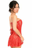 Lavish Red Sheer Lace Corset Dress - Daisy Corsets