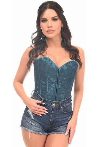 Lavish Dark Teal Lace Overbust Corset w/Zipper