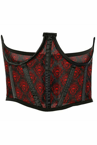 Lavish Black & Red Skull Mesh Open Cup Waist Cincher - Daisy Corsets