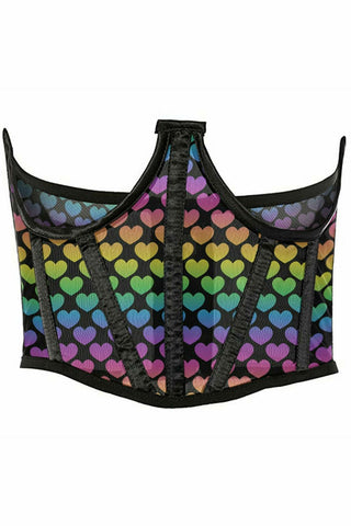 Lavish Rainbow Hearts Mesh Open Cup Waist Cincher - Daisy Corsets