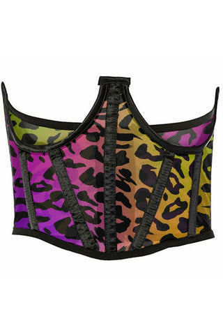 Lavish Rainbow Animal Print Mesh Open Cup Waist Cincher - Daisy Corsets