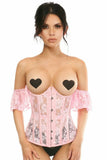 Lavish Sheer Lt Pink Lace Underbust Underwire Corset w/Ruffle Sleeve - Daisy Corsets