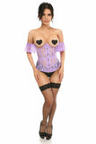 Lavish Sheer Lavender Lace Underbust Underwire Corset w/Ruffle Sleeve - Daisy Corsets