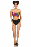 Lavish Rainbow Glitter PVC Lace-Up Bustier Top