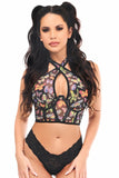 Lavish Multi Butterflies Mesh Underwire Cincher w/Built In Halter Top