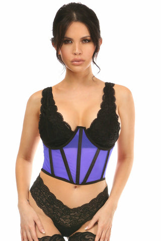 Lavish Neon Blue Mesh Open Cup Waist Cincher