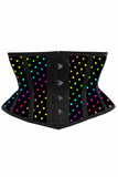 Lavish Rainbow Polka Dot Print Satin Mini Cincher Corset