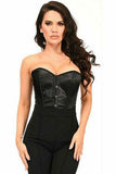 Lavish Black Satin Overbust Corset w/Busk Closure - Daisy Corsets