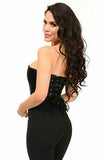 Lavish Black Satin Overbust Corset w/Busk Closure - Daisy Corsets