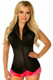 Lavish Black Collared Front Zipper Corset - Daisy Corsets