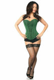 Lavish Green Glitter Front Zipper Corset - Daisy Corsets